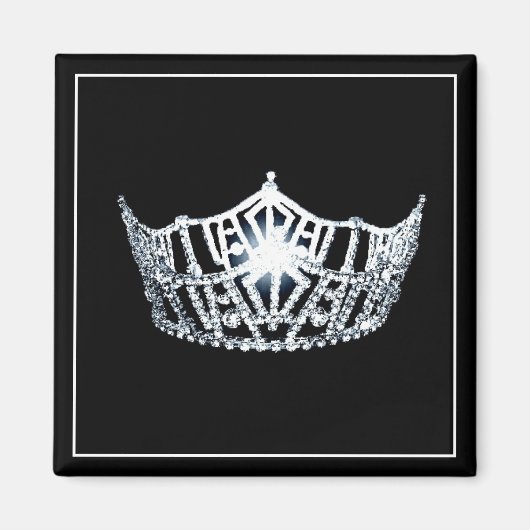 Miss America Silver Crown Square Magnet (Voorkant)