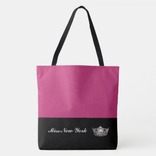 Miss America Silver Crown Tote Bag-Groot Fuchsia Bag