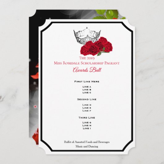 Miss America Silver Crwn Rozen Awards Bal Programm Kaart (Voorkant / Achterkant)