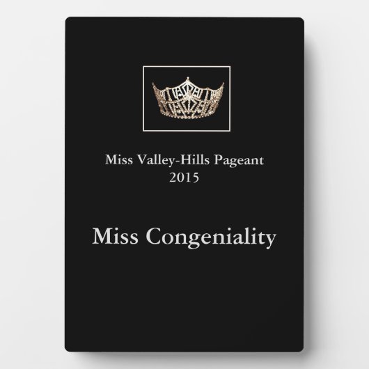Miss America-stijl Aangepast Miss Congeniality Pla Fotoplaat (voorkant)