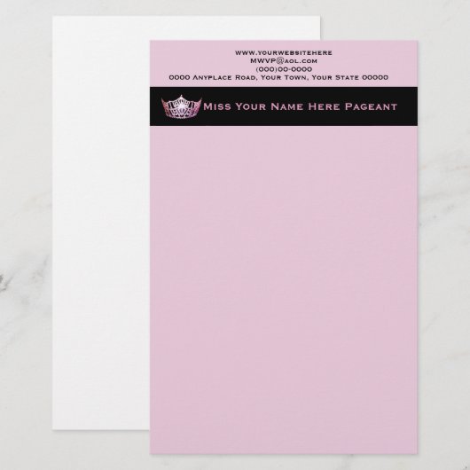 Miss America stijl aangepaste briefhoofd Briefpapier (Voorkant / Achterkant)