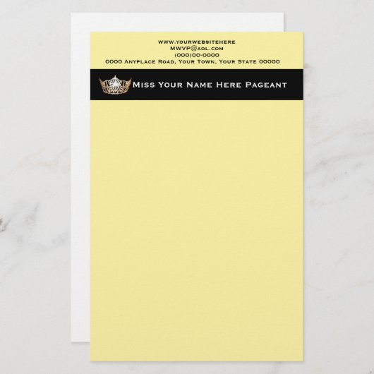 Miss America stijl aangepaste briefhoofd Briefpapier (Voorkant / Achterkant)