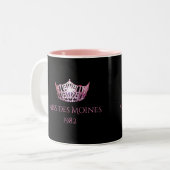 Miss America stijl Aangepaste naam Roze Kroonse Mo Tweekleurige Koffiemok (Voorkant links)