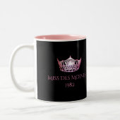 Miss America stijl Aangepaste naam Roze Kroonse Mo Tweekleurige Koffiemok (Links)