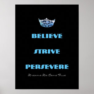 Miss America-stijl Believe Strive Crown Poster