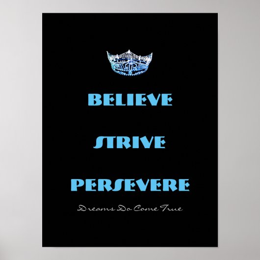 Miss America-stijl Believe Strive Crown Poster (Voorkant)
