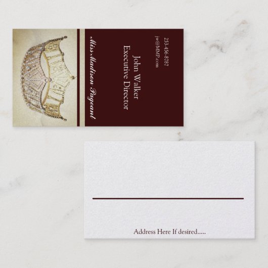 Miss America stijl Bruin-Gouden Kroon Visitekaartj Visitekaartje (Voorkant / Achterkant)