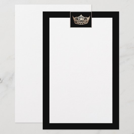 Miss America stijl Crown Borders Stationery Briefpapier (Voorkant / Achterkant)