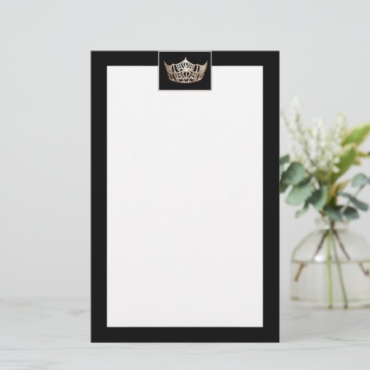 Miss America stijl Crown Borders Stationery Briefpapier (Staand voorkant)