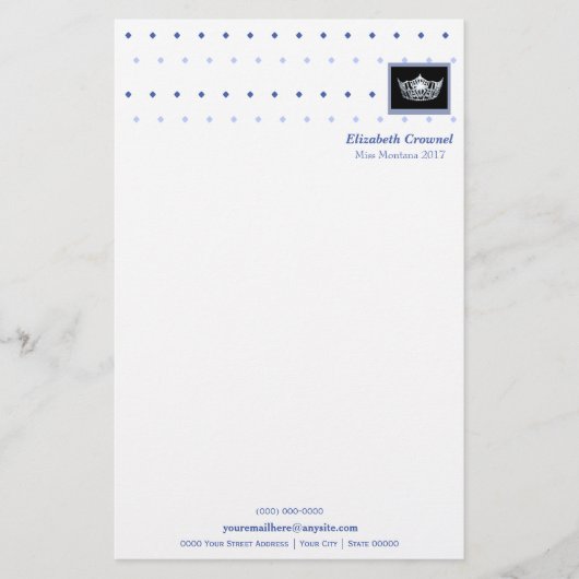 Miss America stijl Crown & Diamonds Stationery Briefpapier (Voorkant)