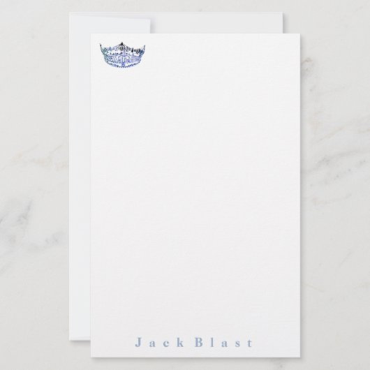 Miss America-stijl Crown Stationery-Blue/White Sta Briefpapier (Voorkant)