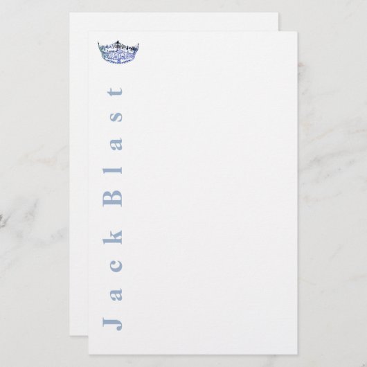 Miss America-stijl Crown Stationery-Blue/White Sta Briefpapier (Voorkant / Achterkant)