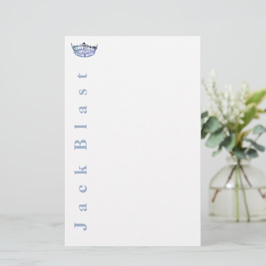 Miss America-stijl Crown Stationery-Blue/White Sta Briefpapier (Staand voorkant)