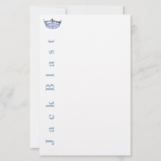 Miss America-stijl Crown Stationery-Blue/White Sta Briefpapier (Voorkant)