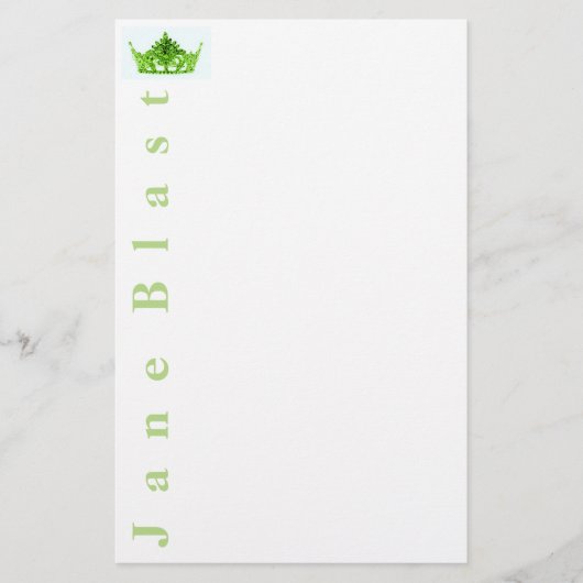 Miss America stijl Crown Stationery-Groen/Wit Briefpapier (Voorkant)