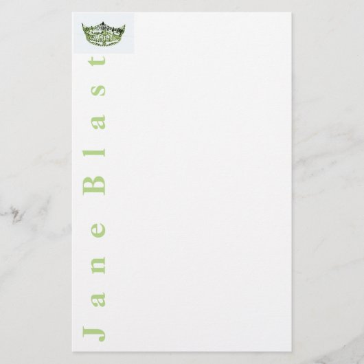 Miss America stijl Crown Stationery-Groen/Wit Briefpapier (Voorkant)
