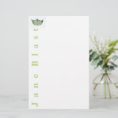 Miss America stijl Crown Stationery-Groen/Wit Briefpapier (Staand voorkant)