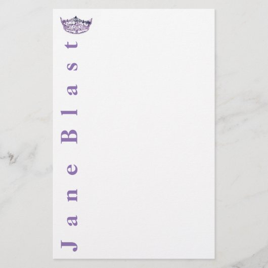 Miss America stijl Crown Stationery-Paarse/Wit Briefpapier (Voorkant)
