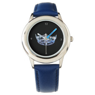 Miss America stijl Custom Crown Blue Horloge