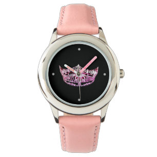 Miss America stijl Custom Crown Pink Horloge