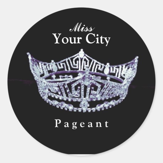 Miss America stijl Custom Crown Ronde Sticker (Voorkant)