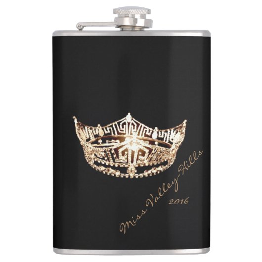 Miss America stijl Custom Handtekening Kroonkolf Heupfles (Voorkant)