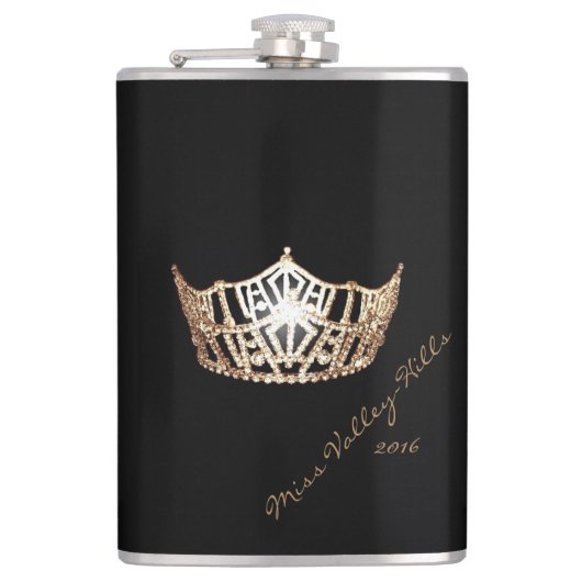 Miss America stijl Custom Handtekening Kroonkolf Heupfles (Voorkant)