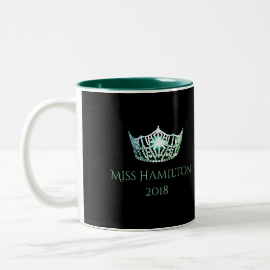 Miss America stijl Custom Naam Green Crown Mok (Links)