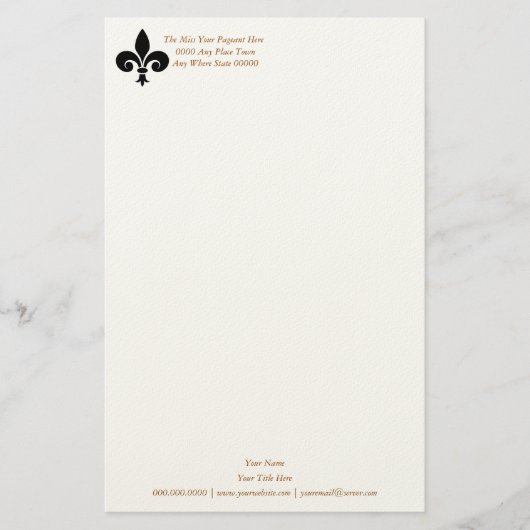 Miss America stijl Fleur Di Li Stationery Blad Briefpapier (Voorkant)