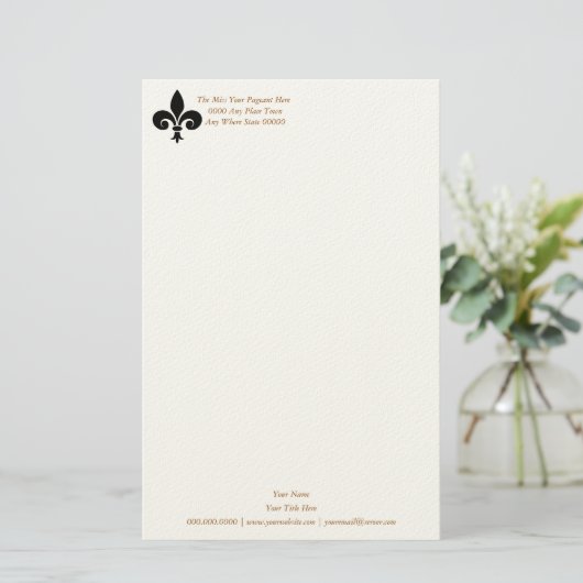 Miss America stijl Fleur Di Li Stationery Blad Briefpapier (Staand voorkant)