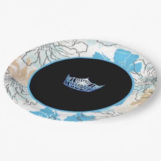 Miss America stijl Floral Crown Borden Papieren Bordje (Gekanteld)