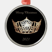 Miss America stijl Gouden Kroon Kerst Ornament (Voorkant)