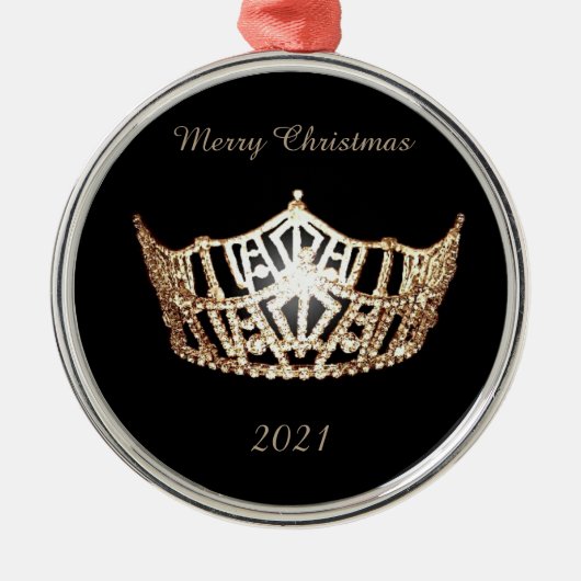 Miss America stijl Gouden Kroon Kerst Ornament (Voorkant)