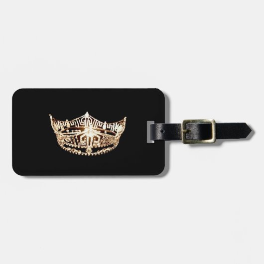 Miss America stijl Kroon Bagage Label (Voorkant horizontaal)