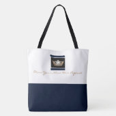Miss America stijl Kroon Tote Navy/Wit Tote Bag (Achterkant)