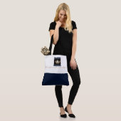 Miss America stijl Kroon Tote Navy/Wit Tote Bag (Op model)