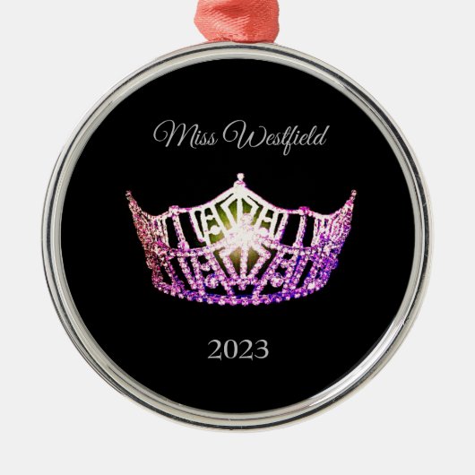Miss America-stijl Kroonkerstversiering Metalen Ornament (Voorkant)