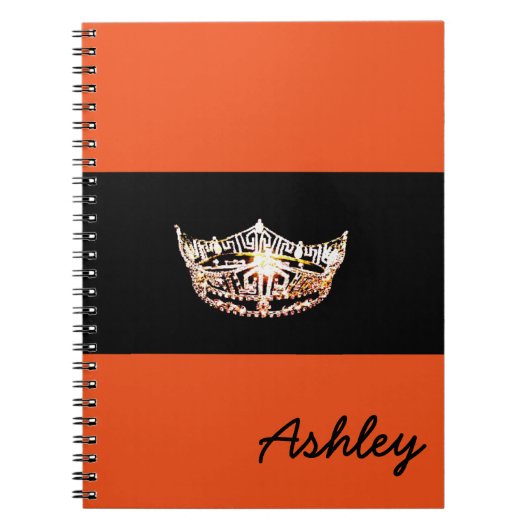 Miss America stijl Notitieboek-Crown & Custom Name Notitieboek (Voorkant)