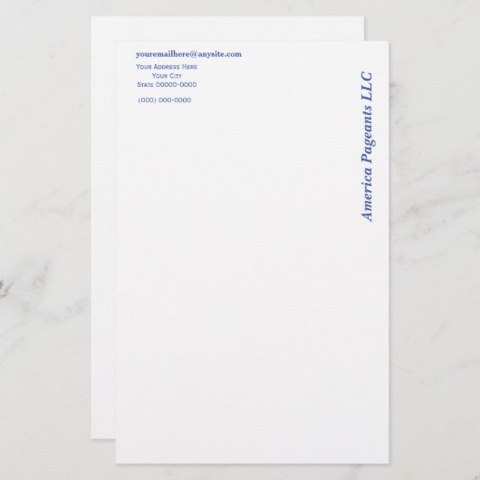 Miss America stijl op de zijkant briefhoofd Briefpapier (Voorkant / Achterkant)