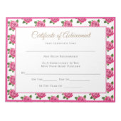 Miss America stijl Pageant Certificaten-Rozen Notitieblok (Voorkant)