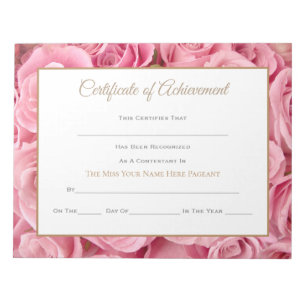 Miss America stijl Pageant Certificates-Achievmmme Notitieblok