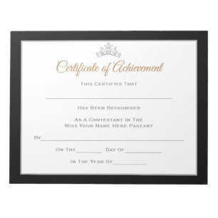 Miss America stijl Pageant Certificates-Achievmmme Notitieblok