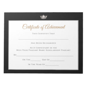 Miss America stijl Pageant Certificates-Achievmmme Notitieblok