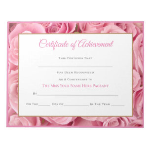 Miss America stijl Pageant Certificates-Achievmmme Notitieblok