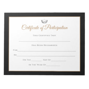 Miss America stijl Pageant Certificates-Particptn Notitieblok