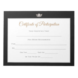 Miss America stijl Pageant Certificates-Particptn Notitieblok