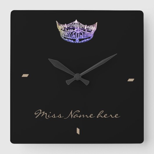 Miss America-stijl Violet Crown Clock Vierkante Klok (Voorkant)