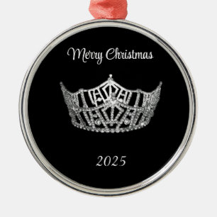 Miss America stijl Zilveren Kroon Kerst Ornament