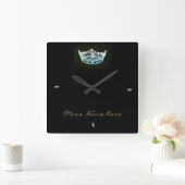Miss America style Aqua Crown Clock Vierkante Klok (Huis)