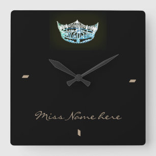 Miss America style Aqua Crown Clock Vierkante Klok